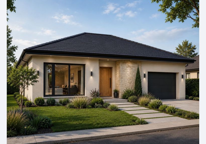 Image du modèle de maison 1 Façade Avant PP 100m2-V1