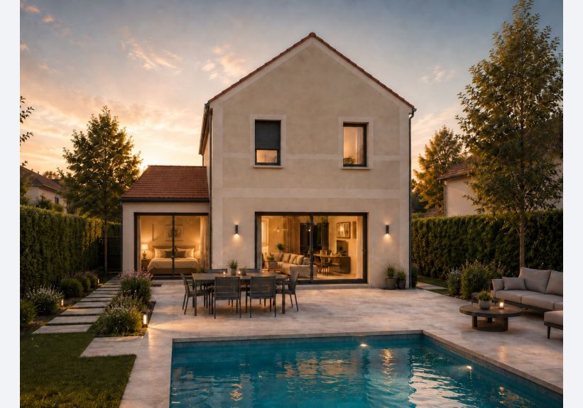 Image du modèle de maison 2 Façade arrière R+1 100m2