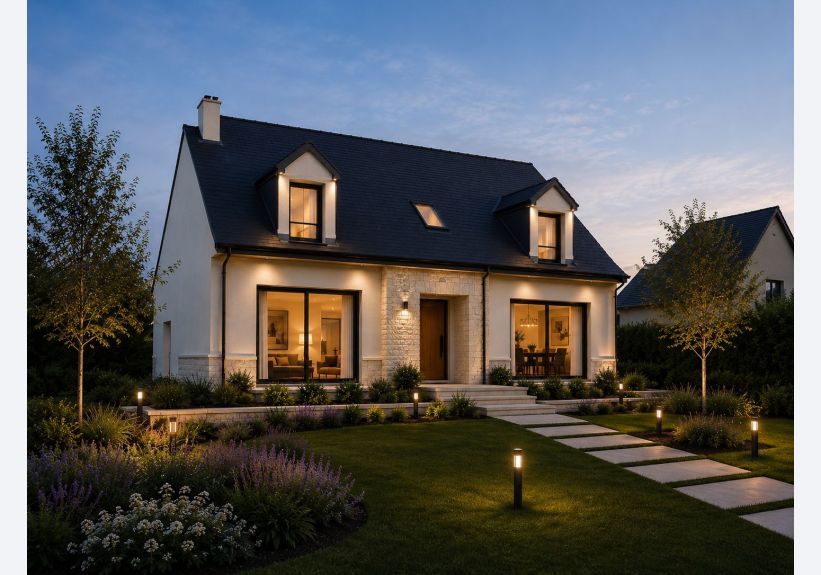 Image du modèle de maison 2 Façade avant R+comble 130m2-V1 et V2