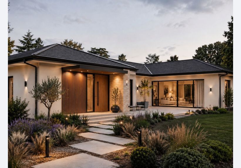 Image du modèle de maison 1 Façade Avant PP 140m2-V1 et V2