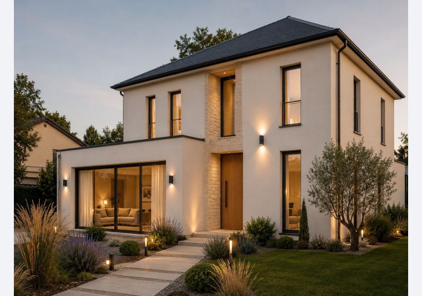 Image du modèle de maison 2 Façade avant R+1 150m2-V1 et V2
