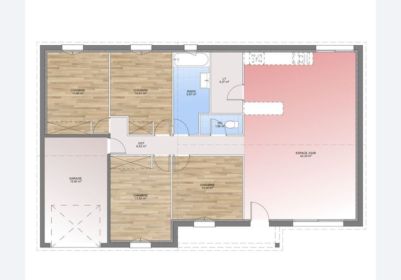 Image du modèle de maison PLAN RDC 105-sans cotes