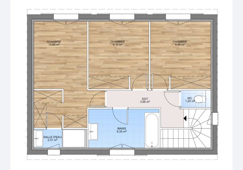 Image du modèle de maison PLAN ETAGE 95-sans cotes