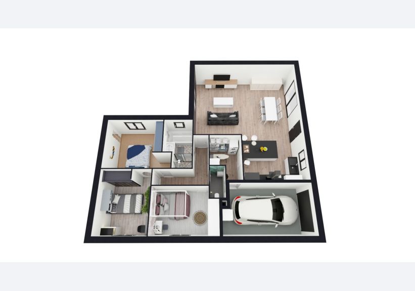 Image du modèle de maison vue axonométrique Lyre 95 3