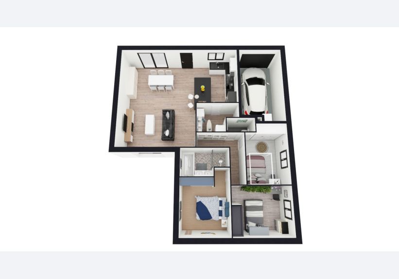 Image du modèle de maison vue axonométrique Lyre 95 4