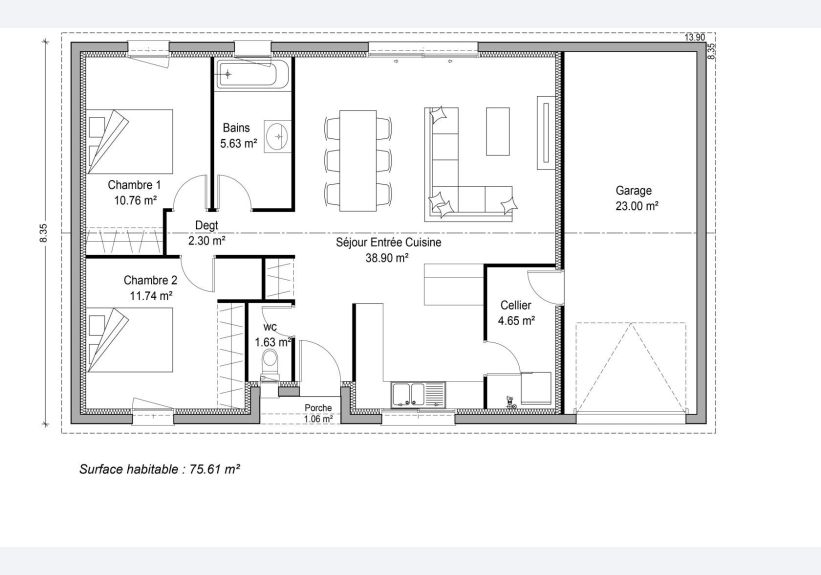 Image du modèle de maison PLAN SITE INTERNET LINA 76m²