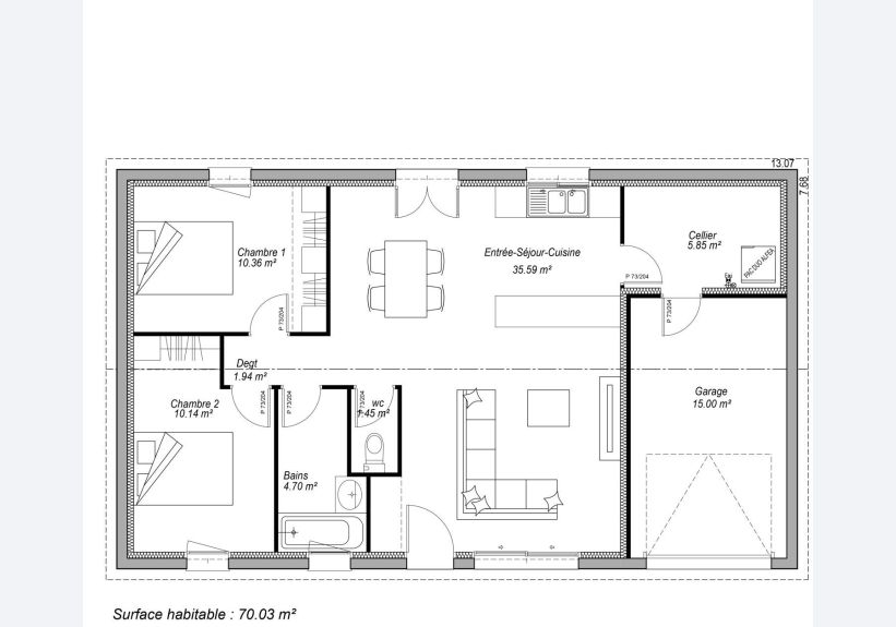 Image du modèle de maison PLAN SITE INTERNET PAMELA 70m²