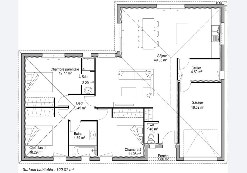 Image du modèle de maison PLAN POUR SITE INTERNET AMANDA 100m²