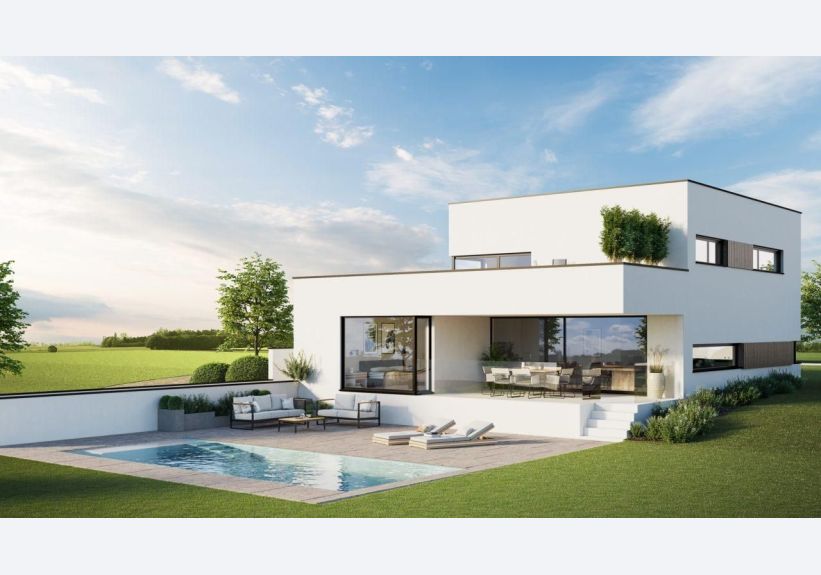 Image du modèle de maison toit plat pisicne r+1