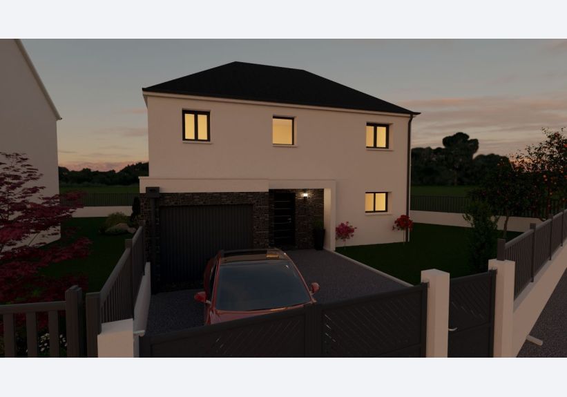 Image du modèle de maison 3 - 140 m2 - Toit Multipant - Nuit- AV