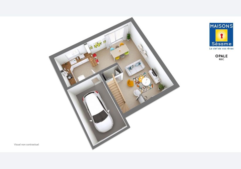Image du modèle de maison 2017 04 OPALE Axono RDC