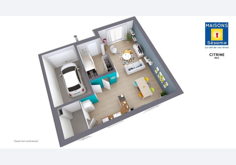 Image du modèle de maison 2017 04 CITRINE Axono RDC