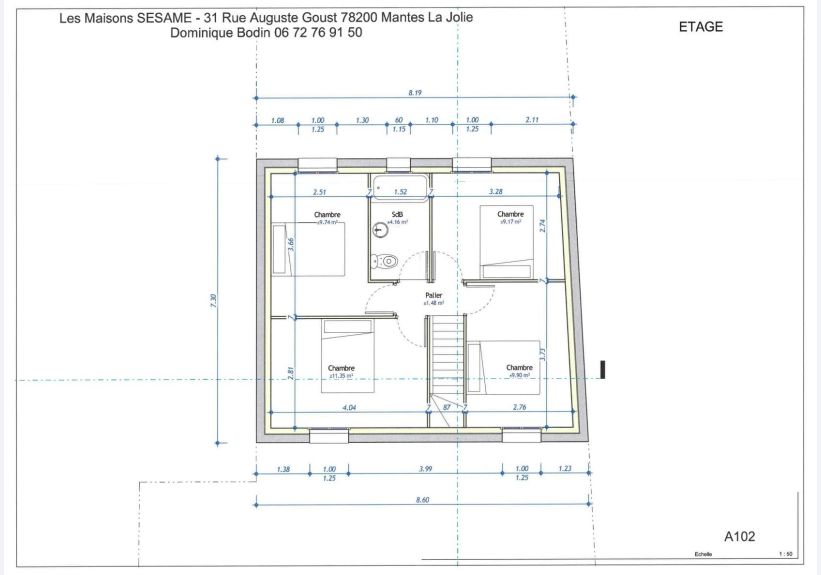 Image du modèle de maison PLAN ETAGE R+1 80m² 4Ch Lot 6 Mantes la Ville