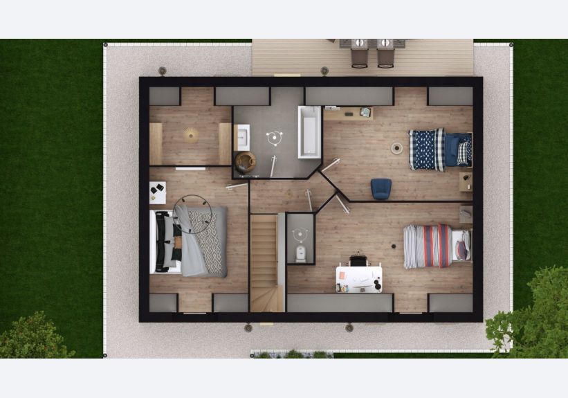 Image du modèle de maison PRIMULA3G-98-VUEDESSUSCOMBLES