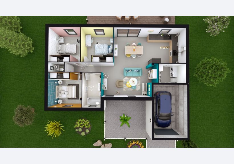 Image du modèle de maison ZINNIA 3G-84 - DESSUS RDC