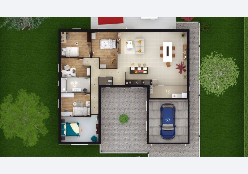 Image du modèle de maison MAHONIA 4G-126 - DESSUS RDC