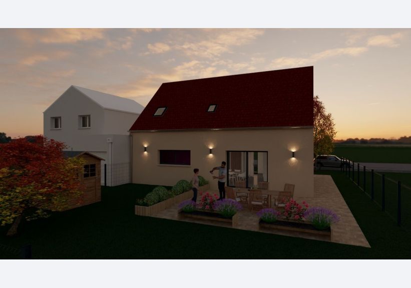 Image du modèle de maison BOISSISE TULIPA 3G-95 GI OCRE BEIGE ARRIERE NUIT
