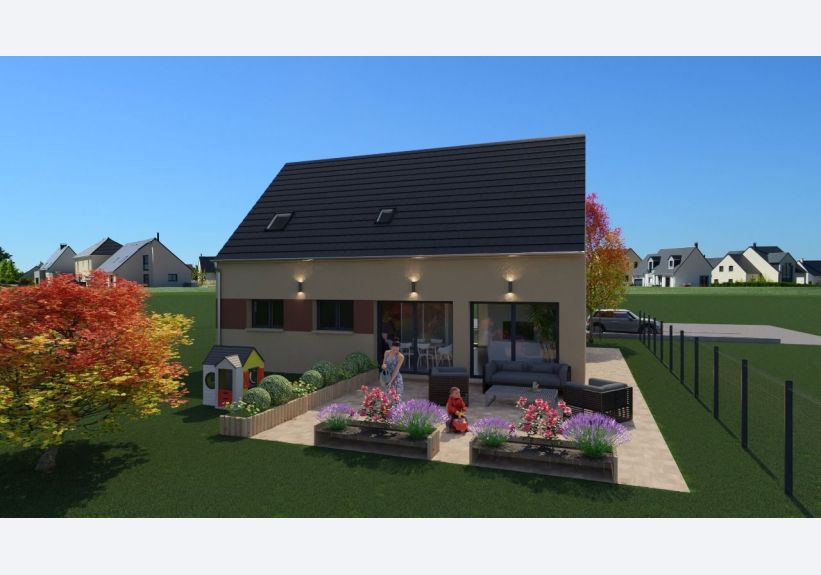 Image du modèle de maison BOISSISE TULIPA 4 CH 110 M2 GI ANTHRACITE ARRIERE JOUR