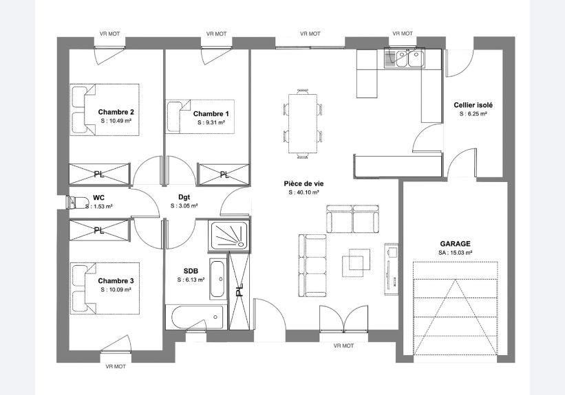 Image du modèle de maison PLAN RDC LA MESANGE