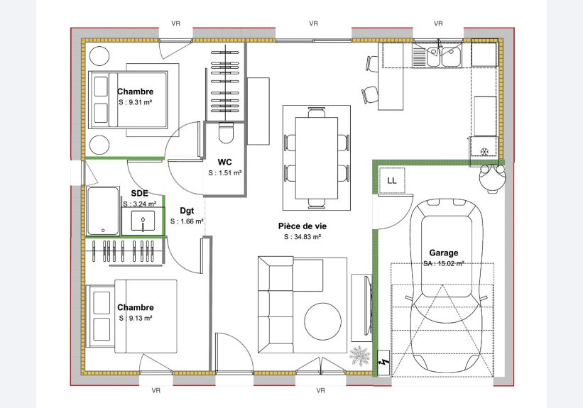 Image du modèle de maison PLAN RDC-ANGELIQUE