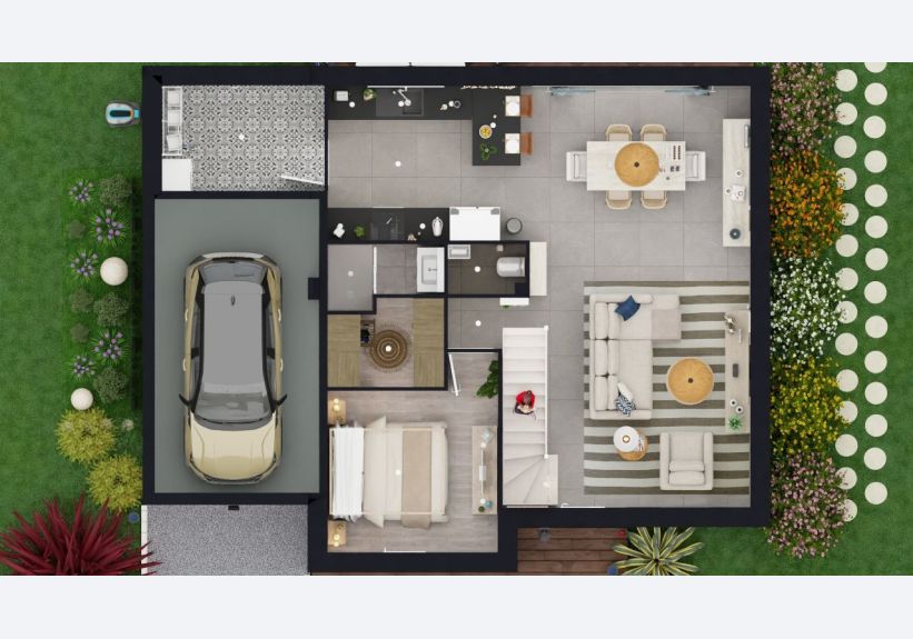 Image du modèle de maison VUE DE HAUT RDC