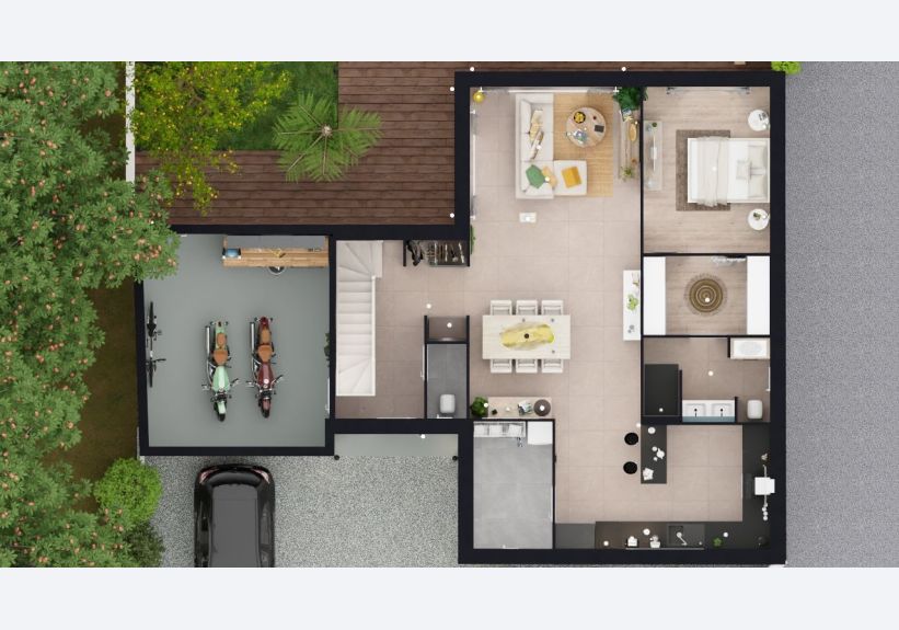 Image du modèle de maison VUE DE HAUT RDC