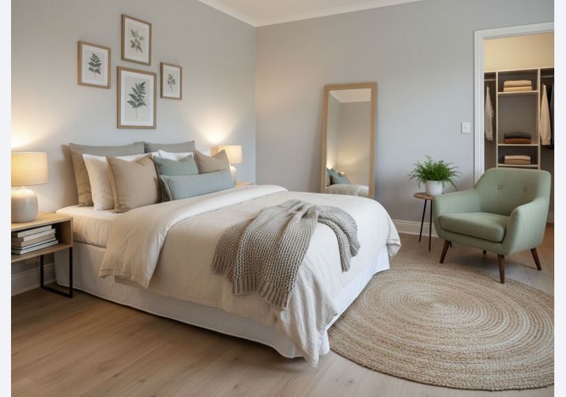 Image du modèle de maison Firefly_Gemini Flash_Genere une chambre de maison rangé vu sur le lit on doit pas voir les fenetre elle d 677189