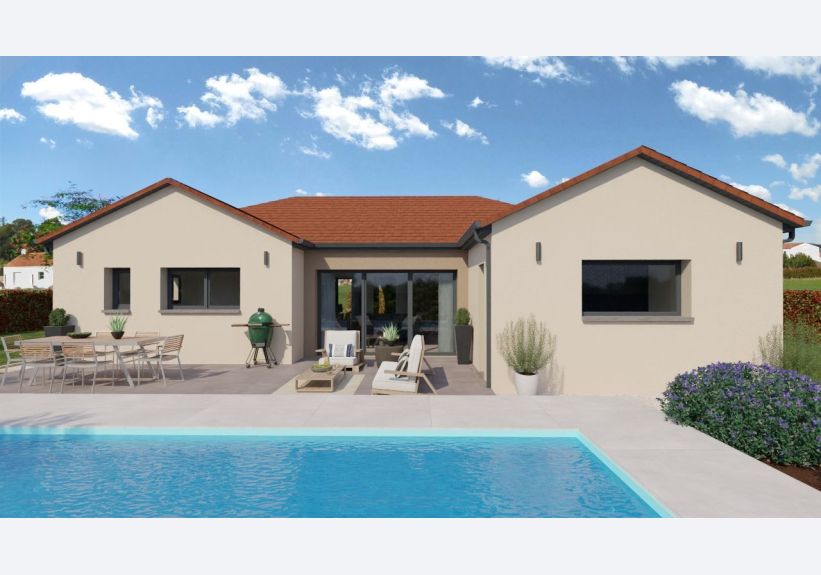 Image du modèle de maison Vue arrière 1 toit rouge