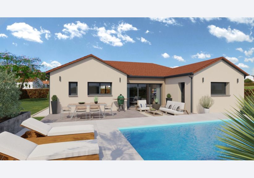Image du modèle de maison Vue arrière 2 toit rouge
