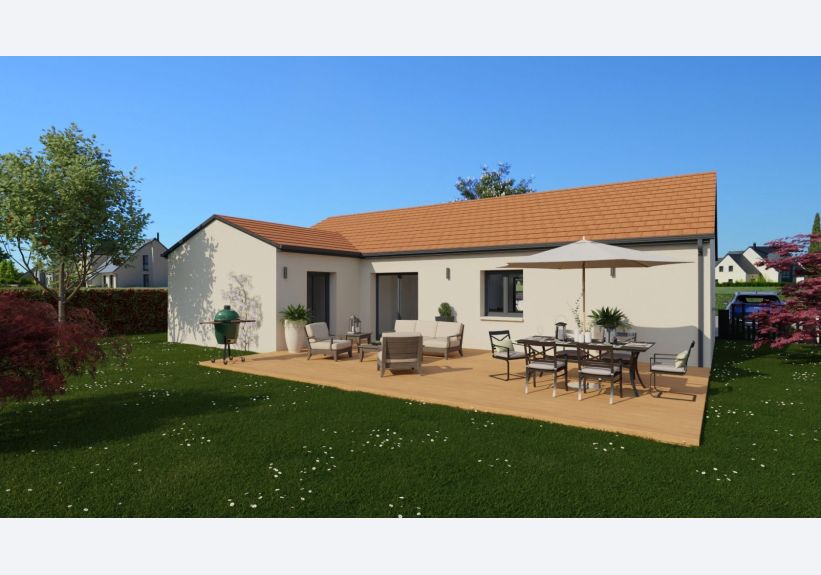 Image du modèle de maison Vue arrière toit rouge