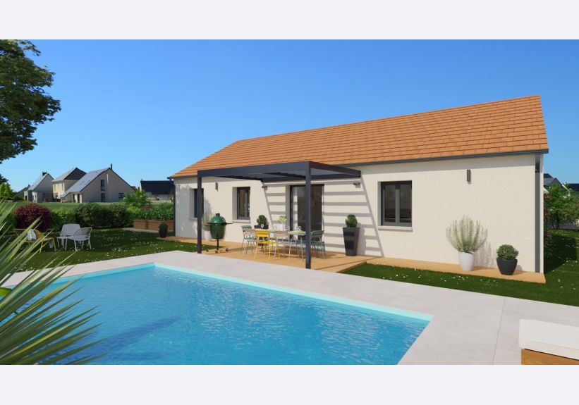 Image du modèle de maison Vue arrière 1 toit rouge