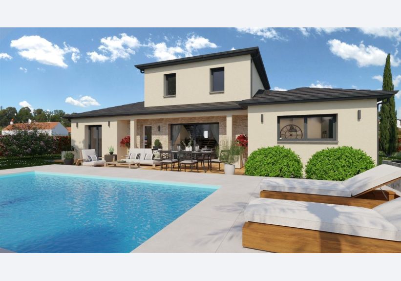 Image du modèle de maison Vue arrière toit ardoisé 1