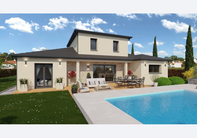 Image du modèle de maison Vue arrière toit ardoisé 2