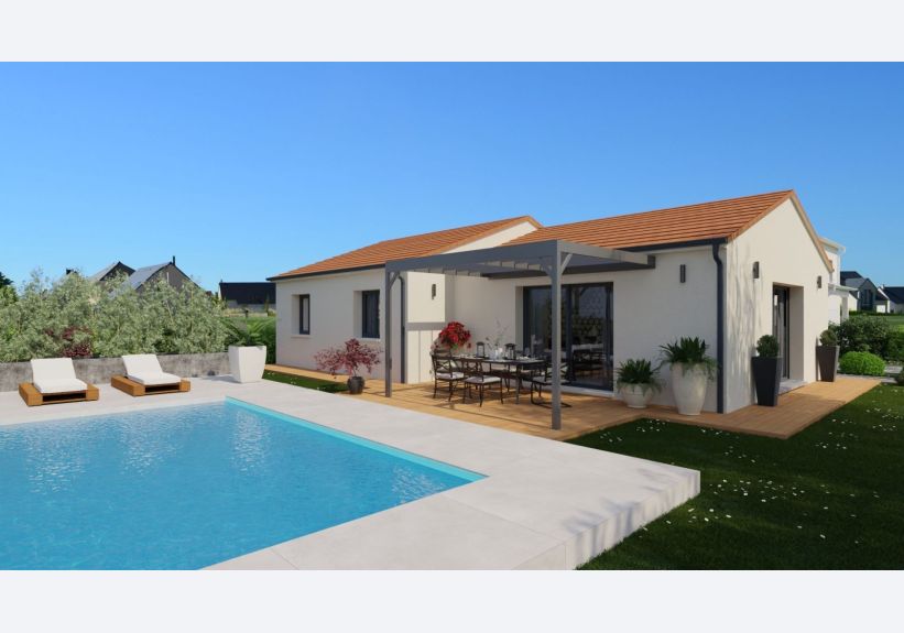 Image du modèle de maison Vue arrière toit rouge