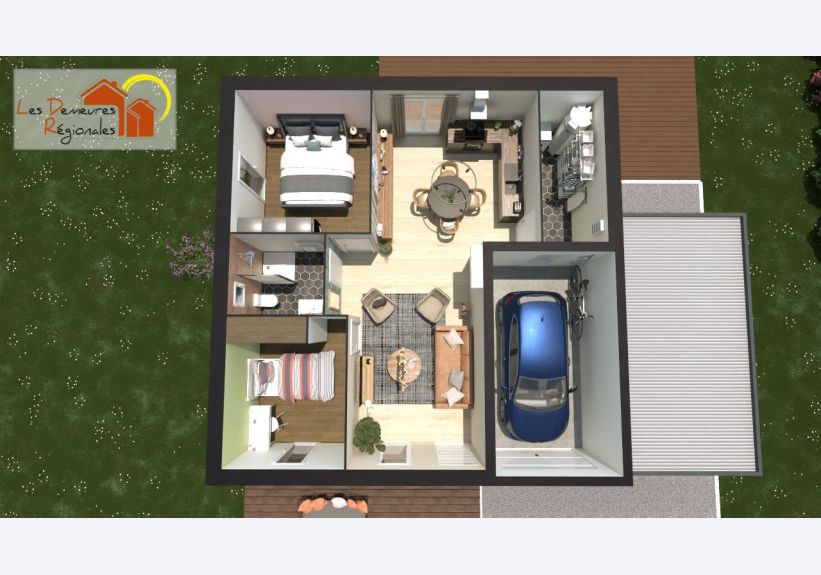 Image du modèle de maison Rendu 3D - KRAY 60 (axo)