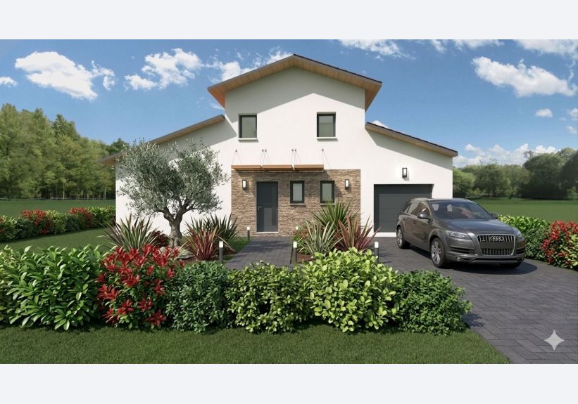 Image du modèle de maison carole et Regis facade avant garage 1 pente
