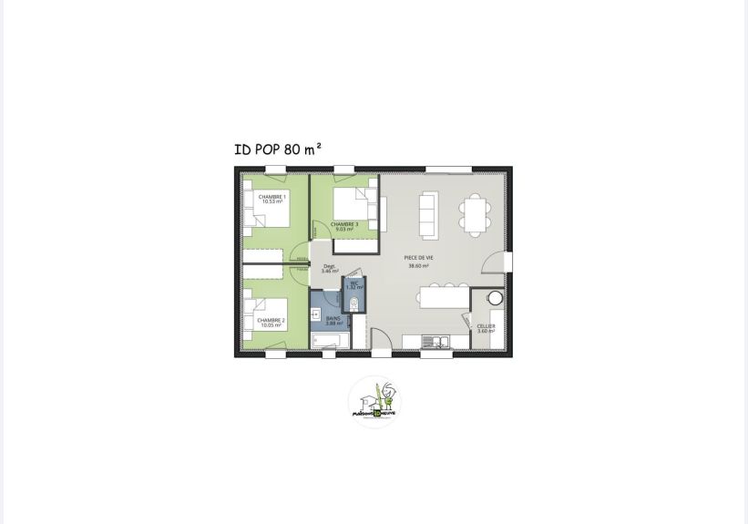 Image du modèle de maison MODELE ID POP 80 3ch - 2024 -  plan