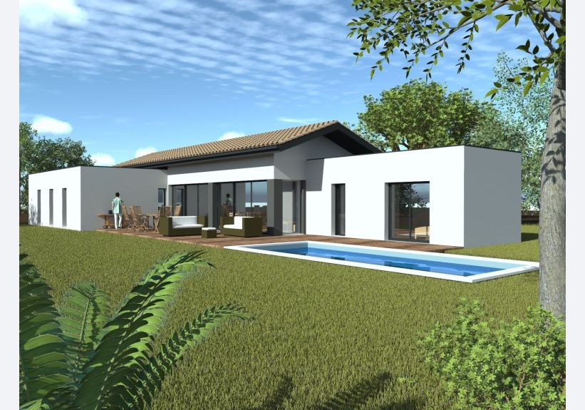 Image du modèle de maison Longère tuiles et toit plat