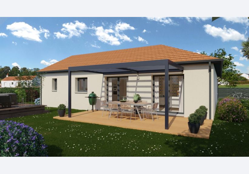 Image du modèle de maison vue arrière toit rouge