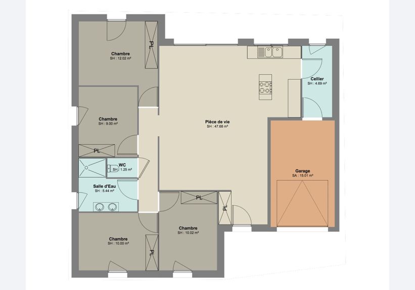 Image du modèle de maison PLAN RDC sans cotes