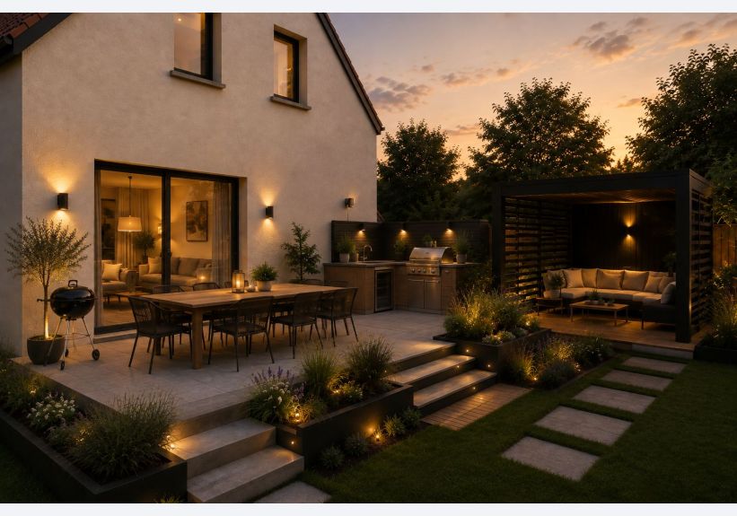 Image du modèle de maison vue arriere ad avec cuisine 