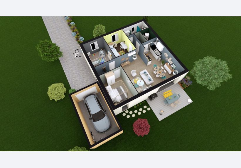 Image du modèle de maison MB OPTIMA 80 Vue intérieure RDC FULL HD