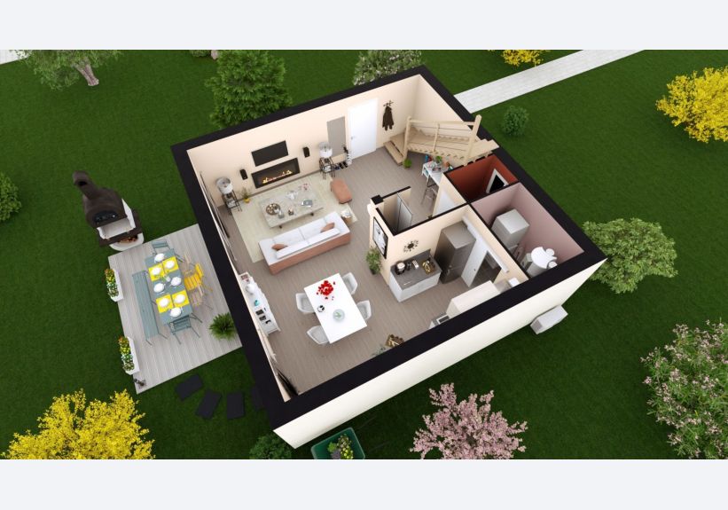 Image du modèle de maison MB OPTIMA 90 R+1 Vue intérieure RDC FULL HD