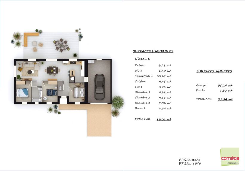 Image du modèle de maison PPG.SL 83:3 + PPG.NL 83:3 - 62229 TARDE