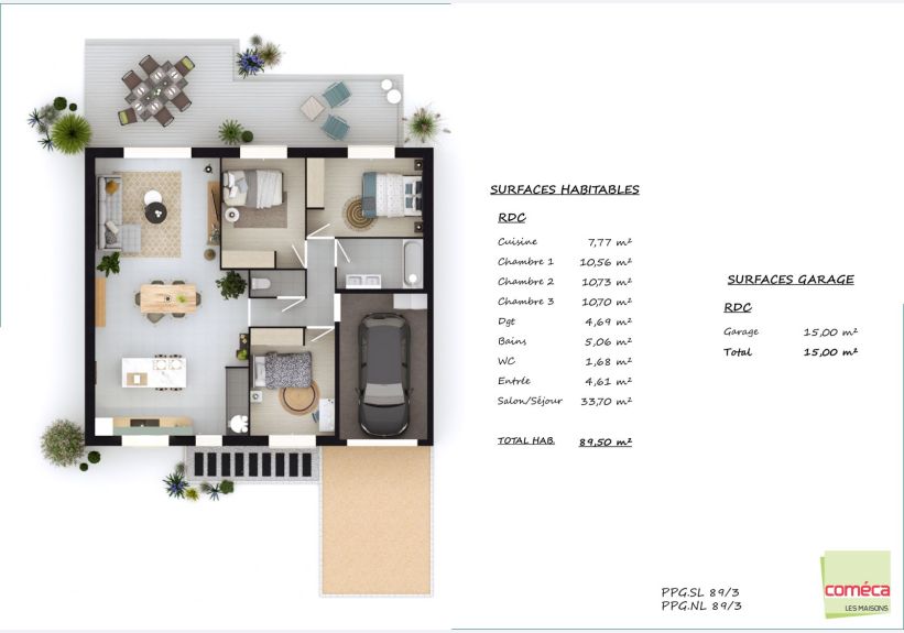 Image du modèle de maison PPG.SL 89:3 + PPG.NL 89:3 - 21998 CORNU