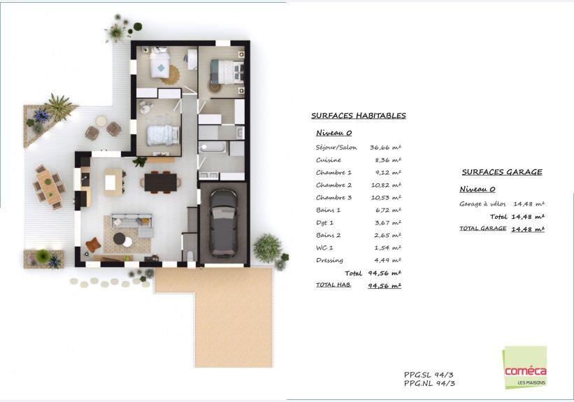 Image du modèle de maison PPG.SL 94:3 + PPG.NL 94:3 - 12385 GALUT