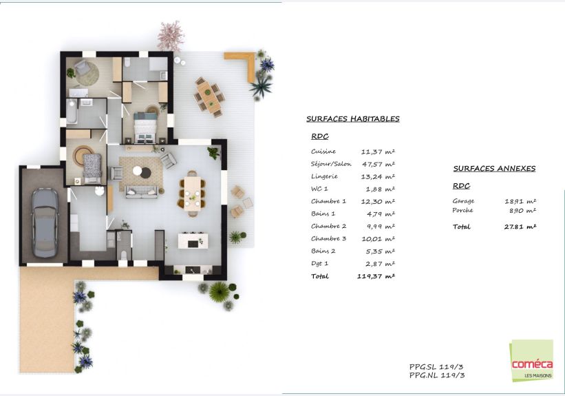 Image du modèle de maison PPG.SL 119:3 + PPG.NL 119:3 - 22396 CHEVROLLIER