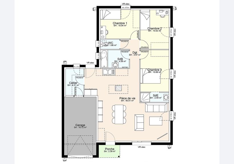 Image du modèle de maison YFR03-PLAN-RDC-SANS COTES