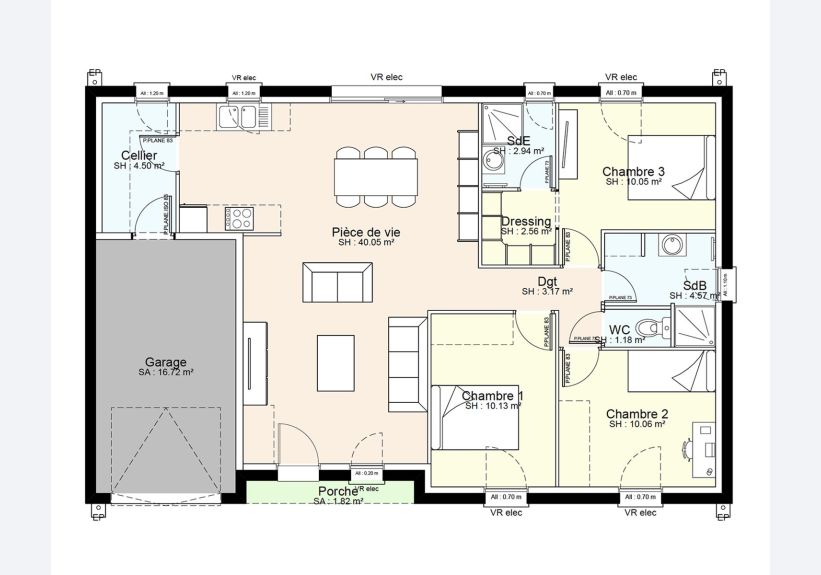 Image du modèle de maison YPE04-PLAN-RDC-SANS COTES