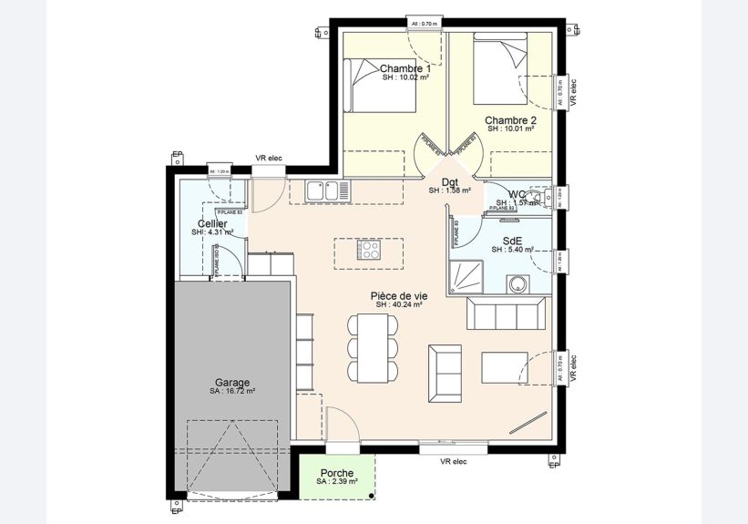Image du modèle de maison YFR01-PLAN-RDC-SANS COTES